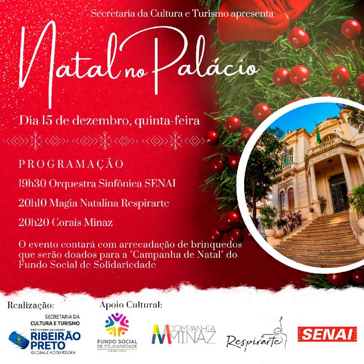 Natal no Palácio será realizado nesta quinta-feira, dia 15
