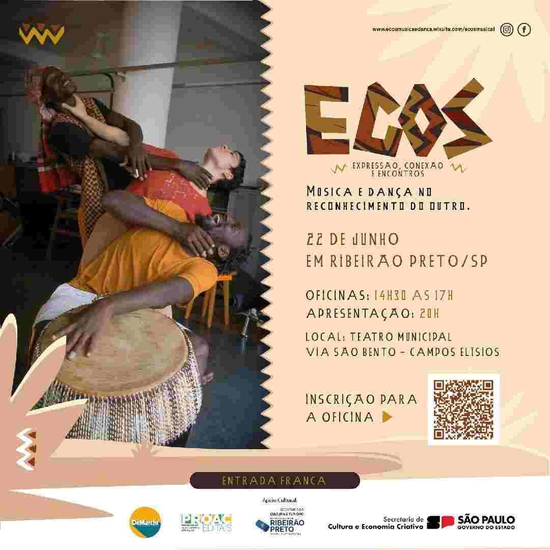 Projeto conecta artistas de Senegal, Uganda e Brasil através de ritmos e dança, oficinas e espetáculo gratuitos no Teatro Municipal