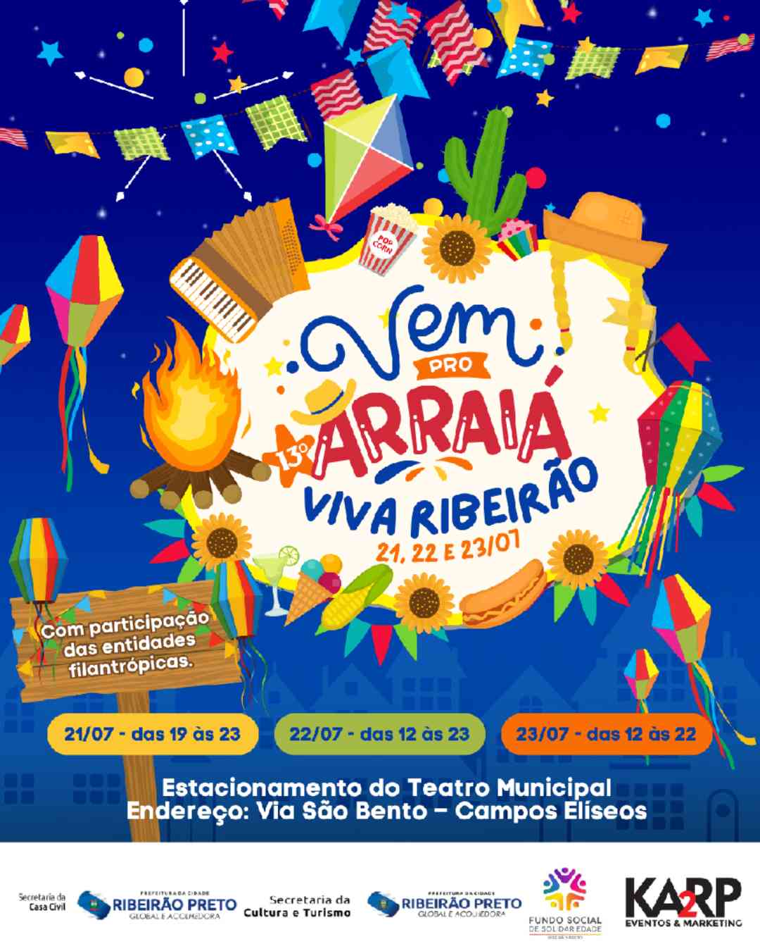 Evento será realizado no estacionamento do Teatro Municipal nos dias 21, 22 e 23 de julho, com a participação de 20 entidades assistenciais