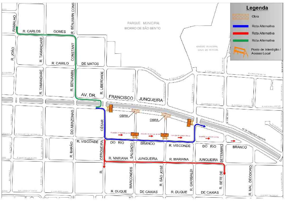 Trecho da avenida Francisco Junqueira terá interdição total na terça-feira, dia 25