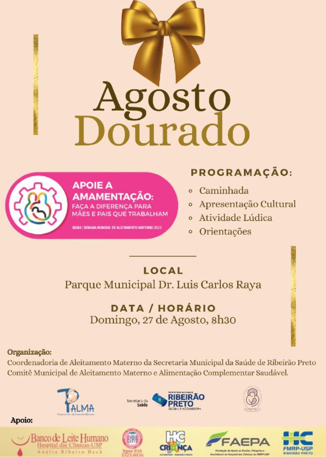 Agosto Dourado: Parque Raya recebe evento para estimular o aleitamento materno