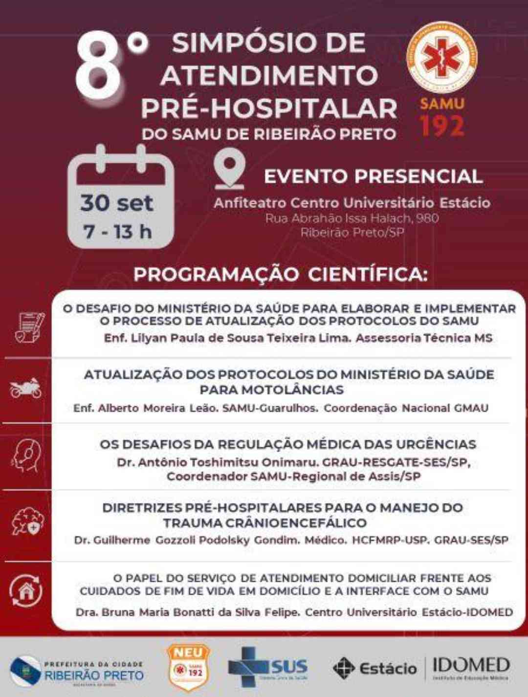 8º Simpósio de Atendimento Pré-hospitalar do Samu está com inscrições abertas