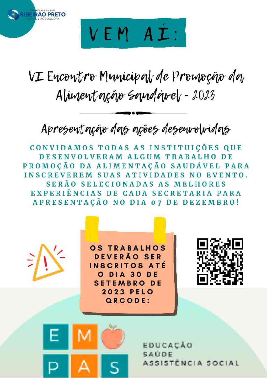 Inscrições para envio de trabalhos das melhores experiências na rede pública já estão abertas; evento acontece dia 7 de dezembro