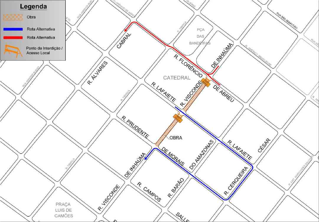 Rua Visconde de Inhaúma terá novos trechos interditados na segunda-feira