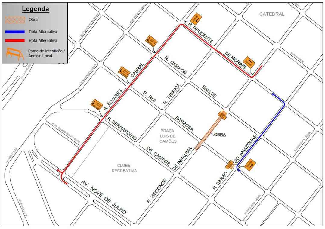Trecho da rua Visconde de Inhaúma terá nova interdição total nesta segunda, 18 de setembro
