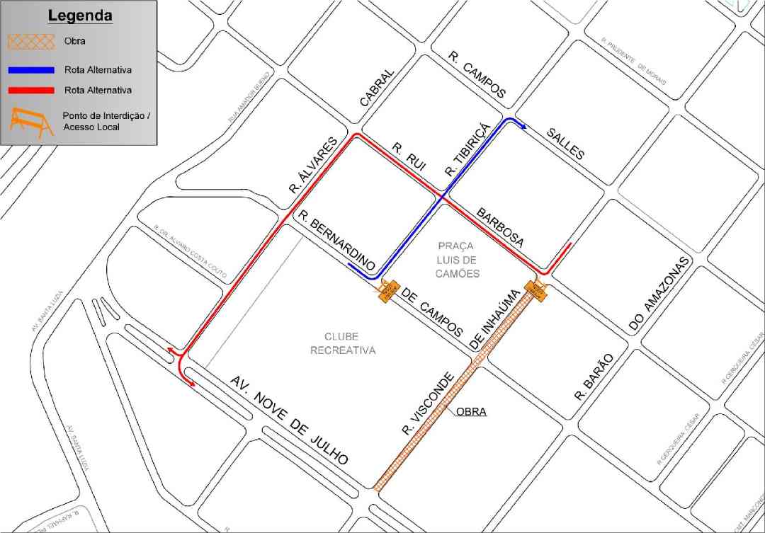 Trecho da rua Visconde de Inhaúma terá nova interdição total nesta terça-feira