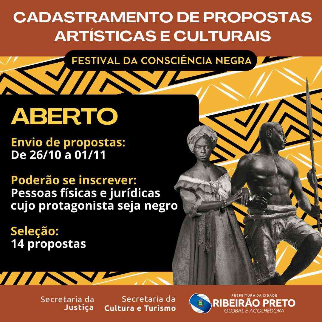 Está aberto o cadastramento de propostas artísticas e culturais para o Festival Consciência Negra 2023