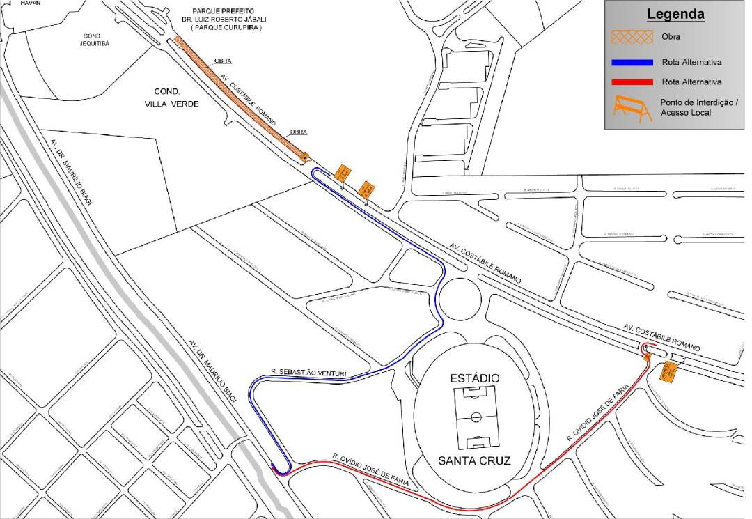 RP Mobi alerta para trecho interditado da pista Bairro/Centro da Costábile Romano