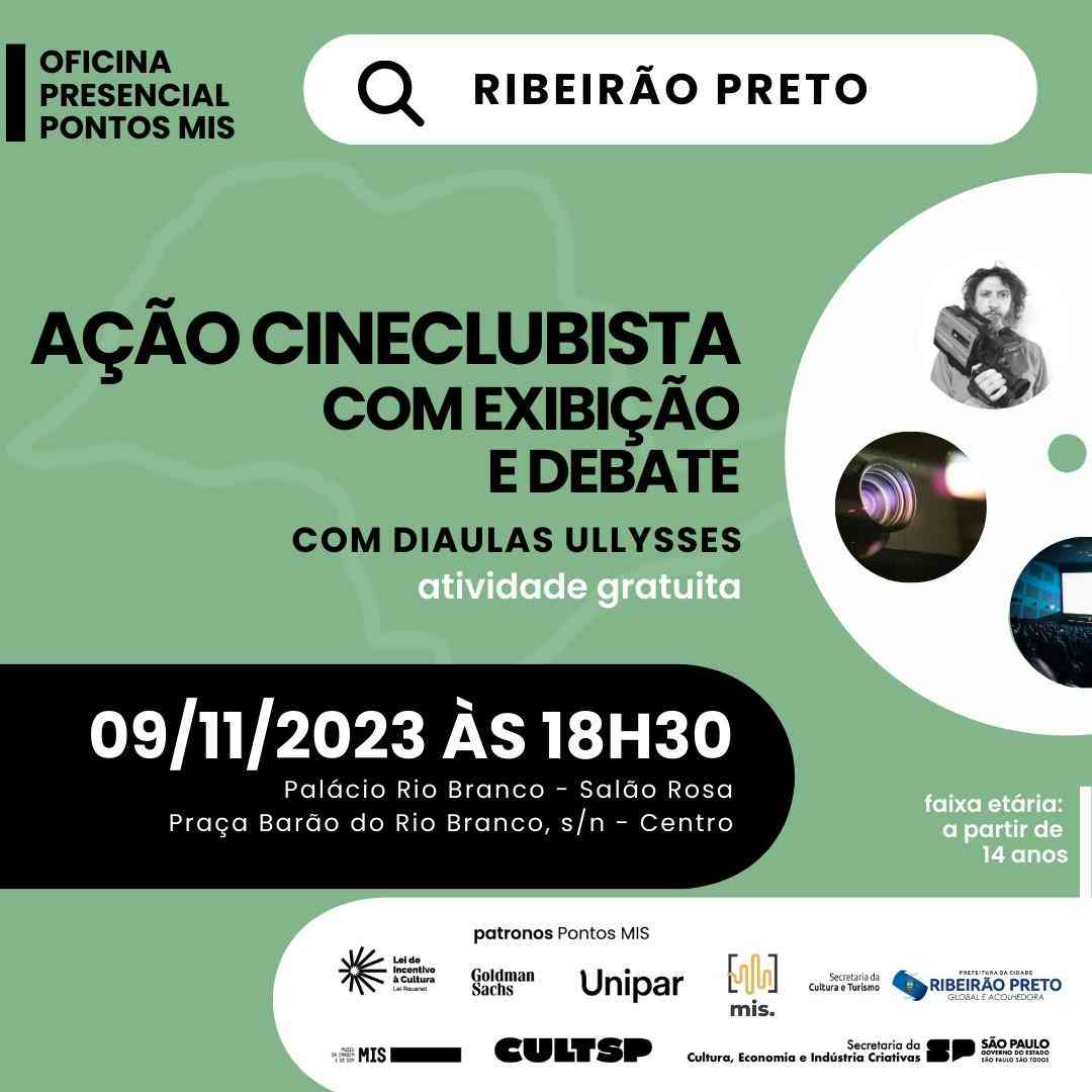 Oficina com Diaulas Ullysses acontece no dia 9 de novembro, das 18h30 às 22h30 no Palácio do Rio Branco