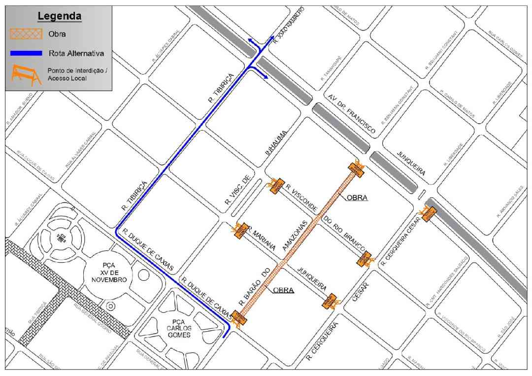 Rua Barão do Amazonas terá trecho interditado na terça-feira, dia 24