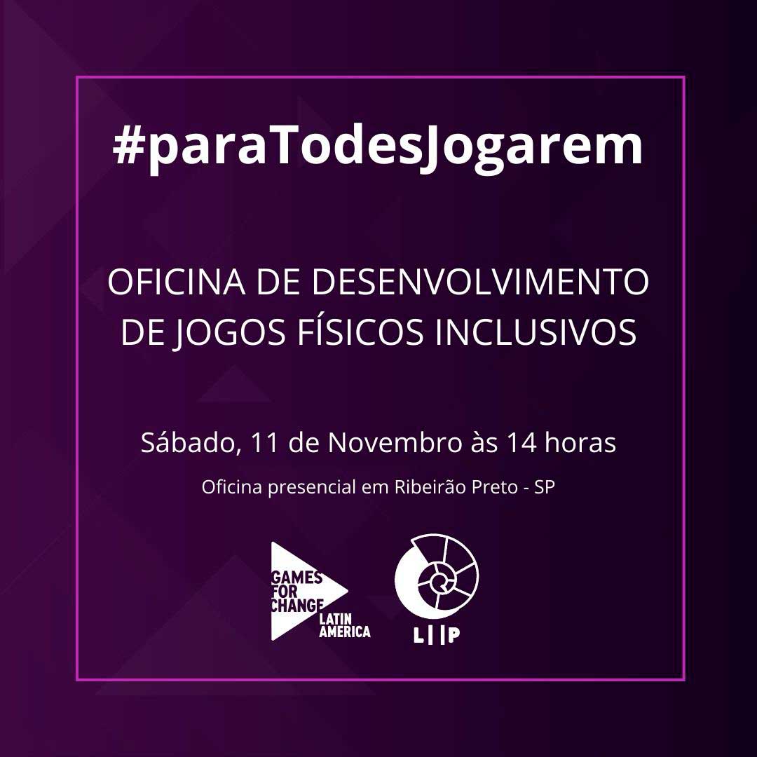 O evento #paraTodesJogarem acontece dia 11/11 presencialmente e está com as inscrições abertas