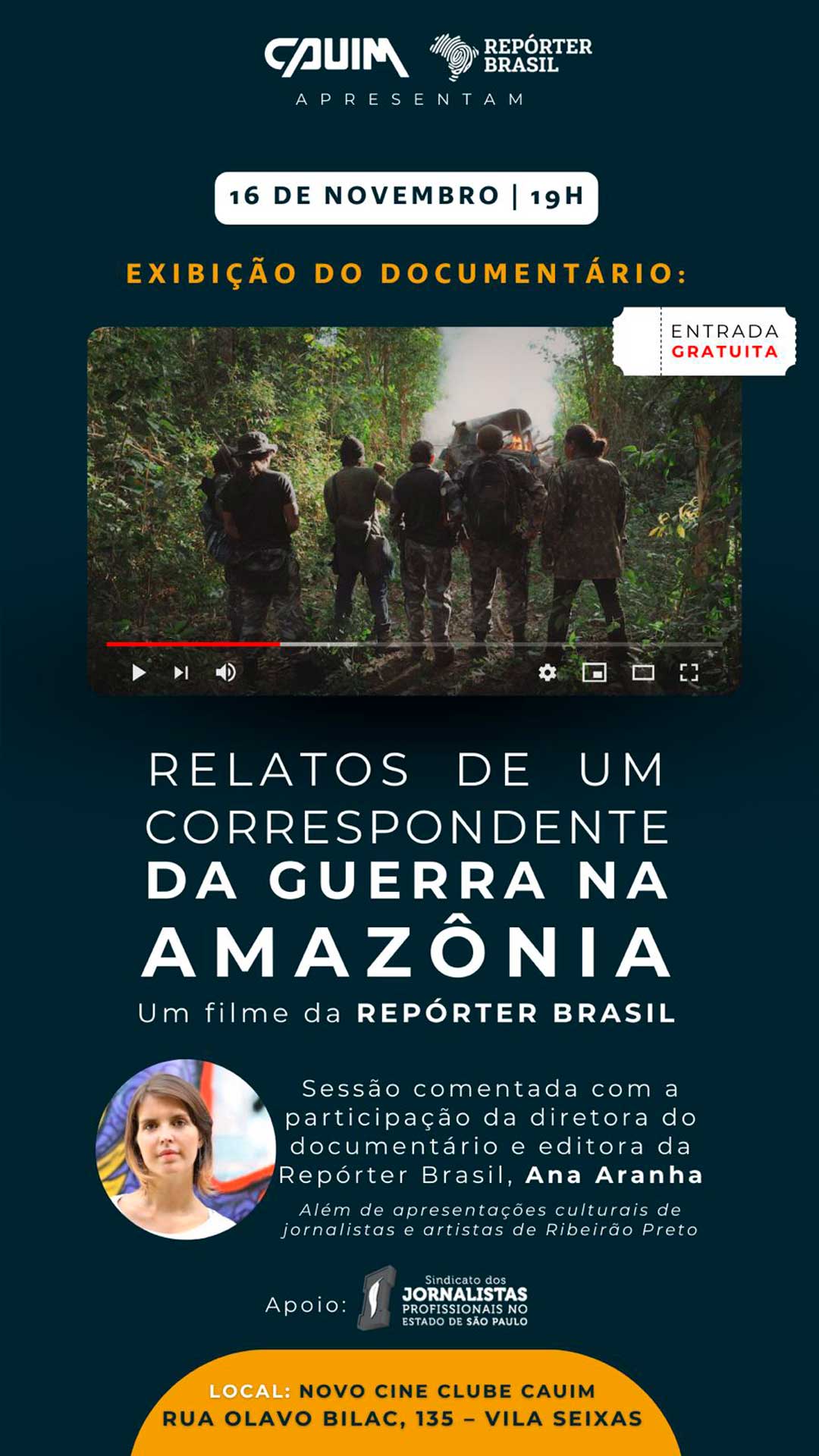 A diretora do documentário Ana Aranha estará presente e participa da sessão comentada