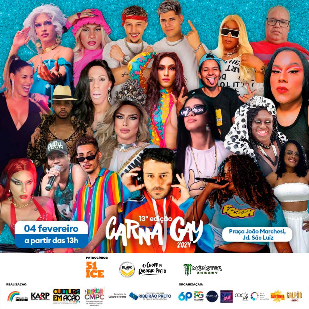 13ª edição do Carna Gay 2024 reunirá atrações culturais e prestação de serviços