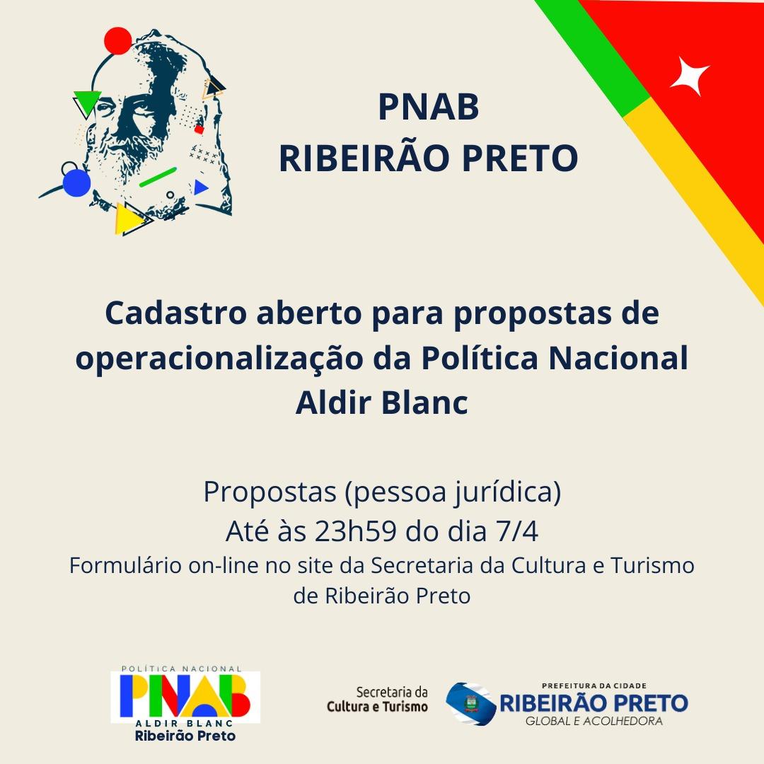 Aberto o cadastramento de propostas para operacionalização da Política Nacional Aldir Blanc (PNAB) em Ribeirão Preto