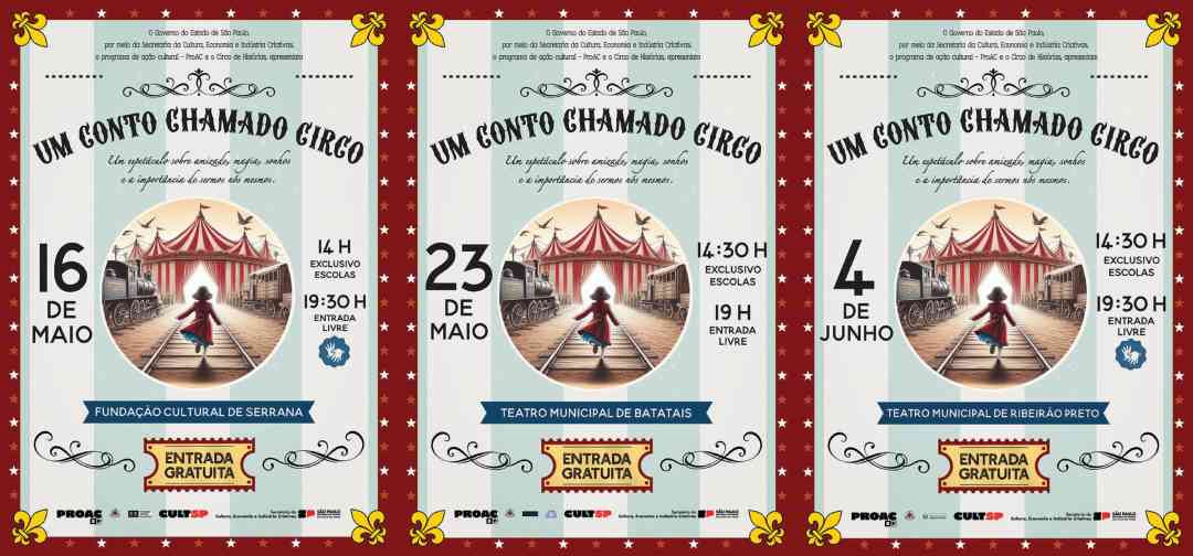 Circo de Histórias leva o espetáculo Um Conto Chamado Circo a estudantes e cidadãos de Ribeirão Preto, Serrana e Batatais