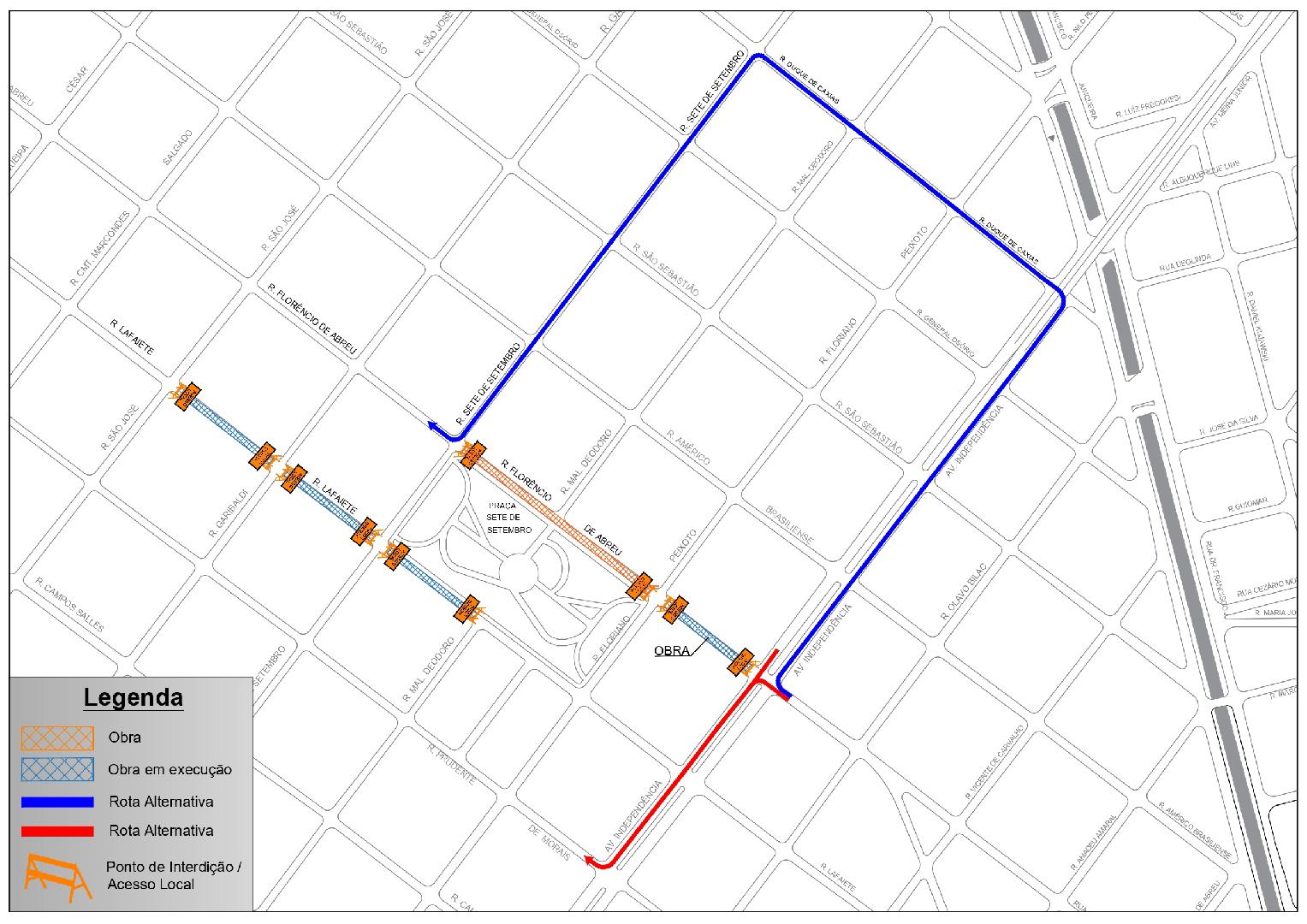 Rua Florêncio de Abreu terá novo trecho interditado na segunda-feira