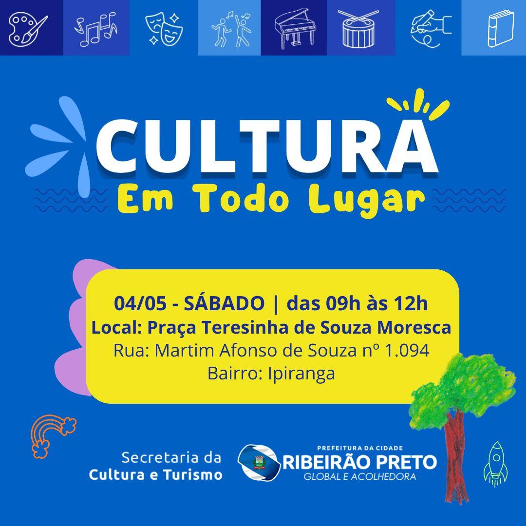 Sábado é dia de “Cultura em Todo Lugar” no bairro Ipiranga