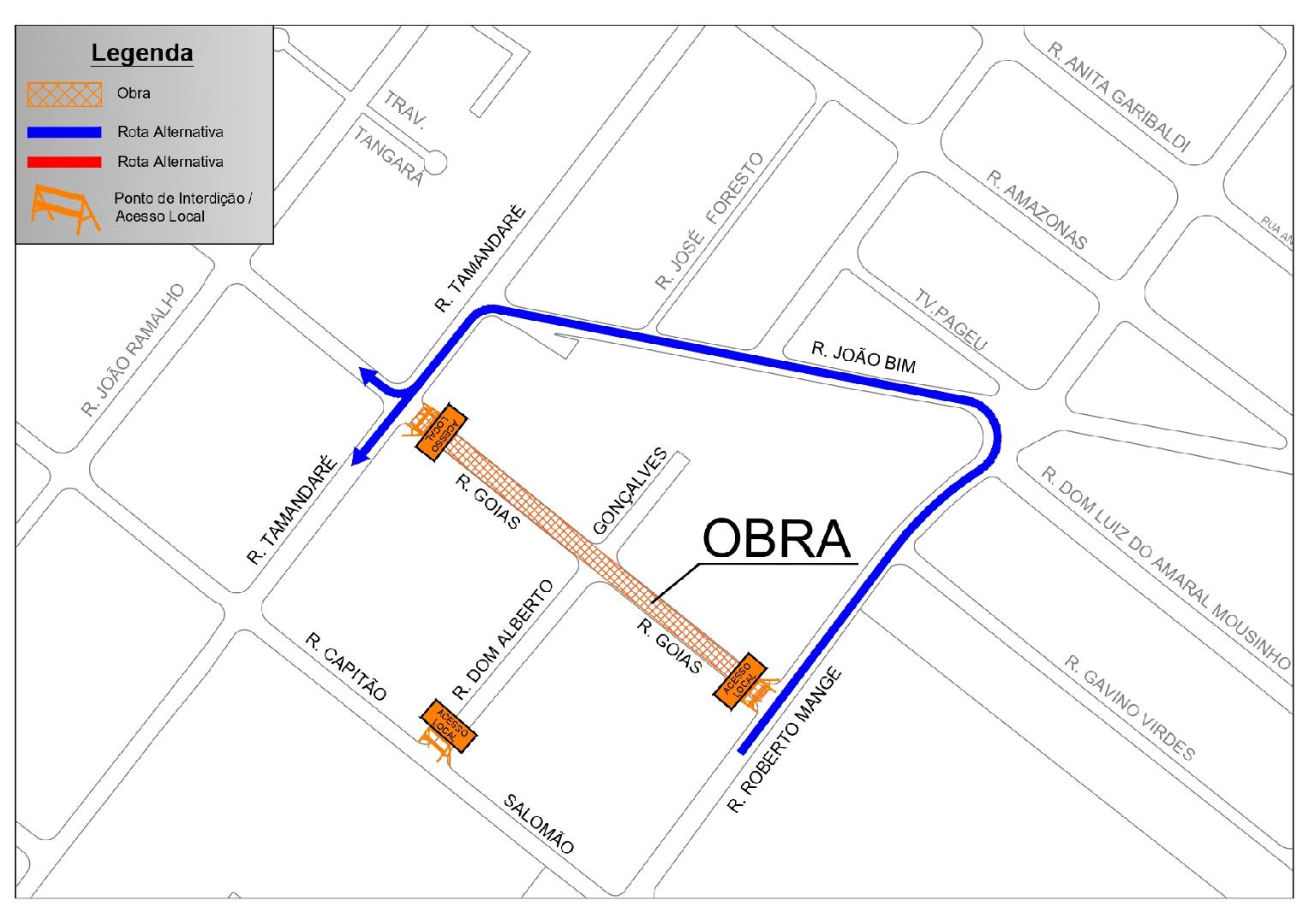 Trecho de rua do bairro Campos Elíseos está com interdição total