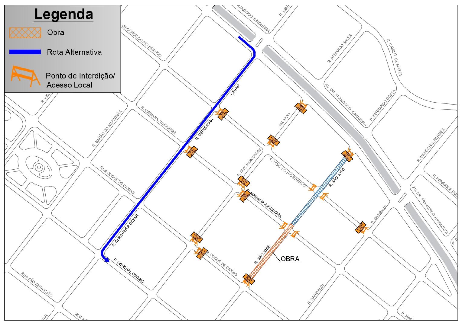 Rua São José terá mais um trecho interditado nesta quinta-feira