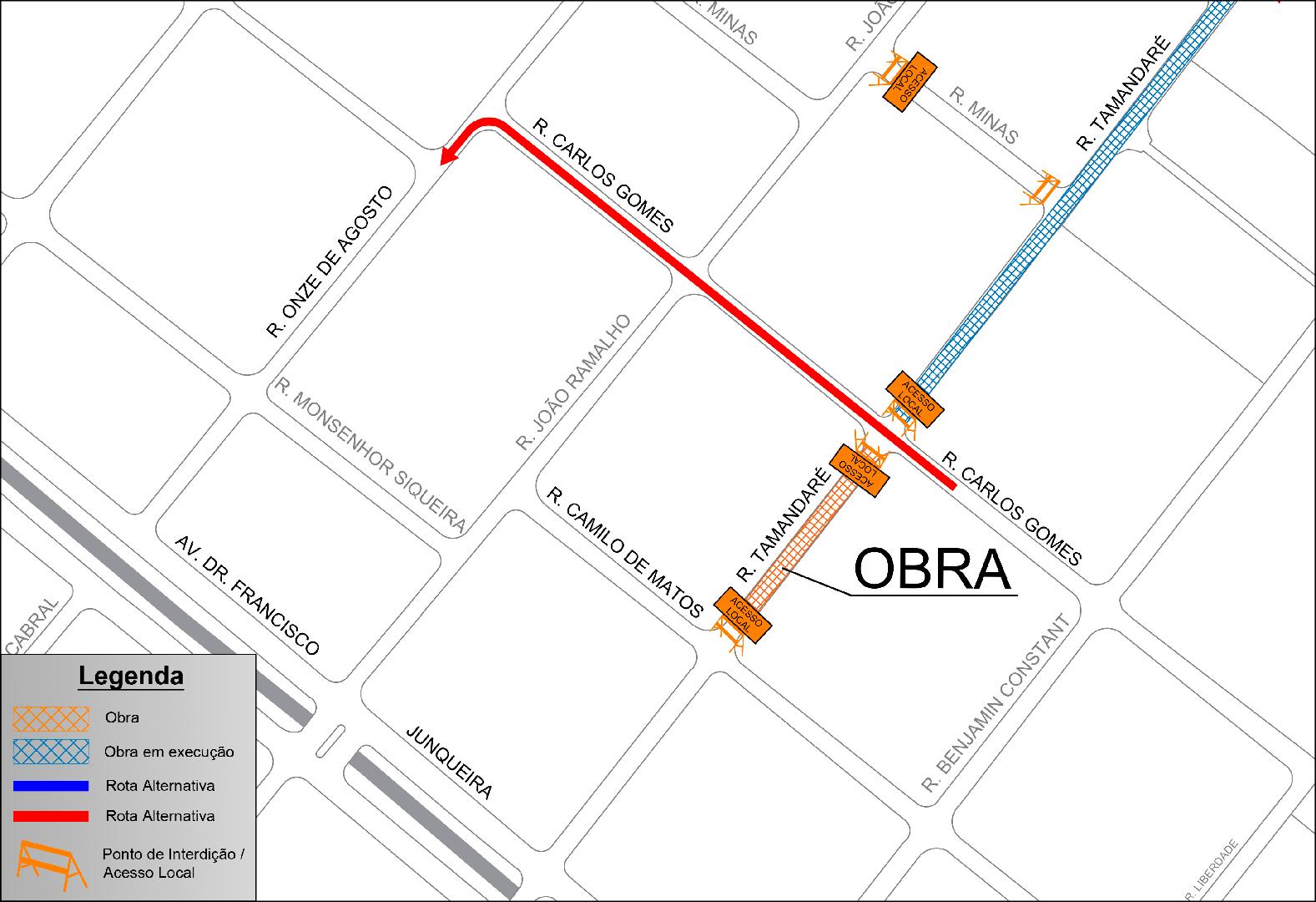 Rua Tamandaré, no bairro Campos Elíseos, terá mais um trecho com interdição total nesta sexta-feira, 21 de junho